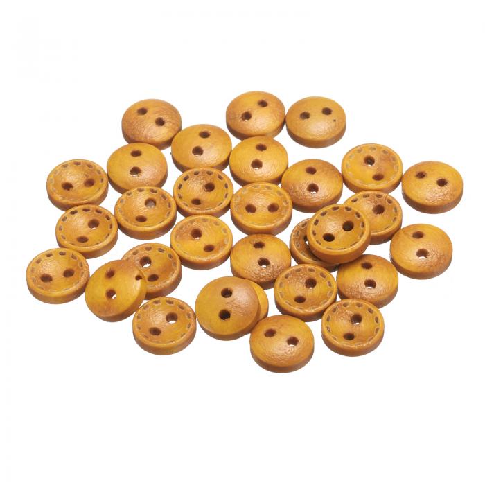 uxcell ウッドボタン 二つ穴 木製 裁縫 手芸 DIYクラフト装飾用 交換用 30個入り 直径9mm オレンジ