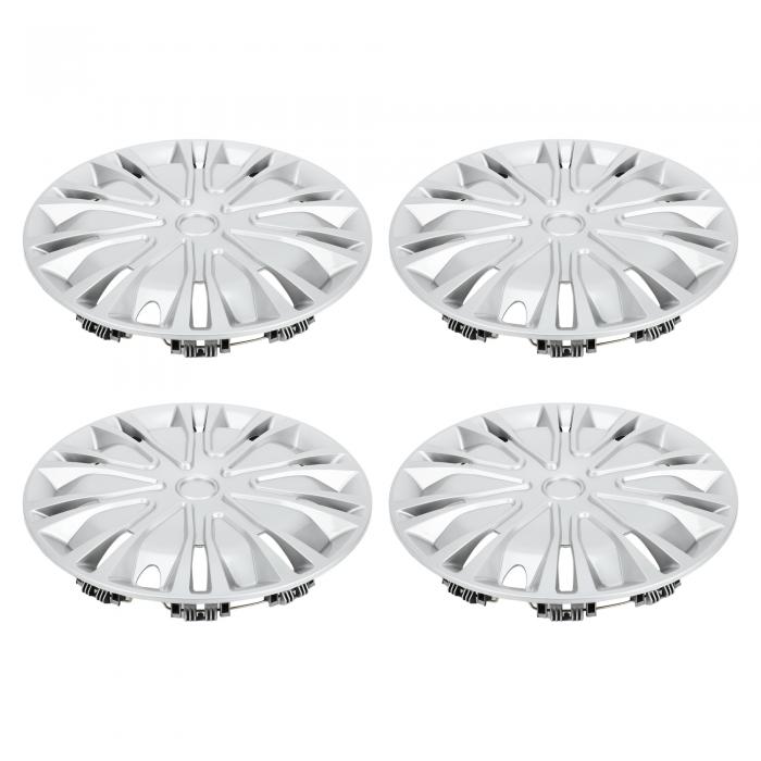 VekAuto 4個セットの車輪リムハブカバー ホイールハブキャップ R14 / 14インチ 車ピックアップトラックSUV用 プラスチック シルバートーン