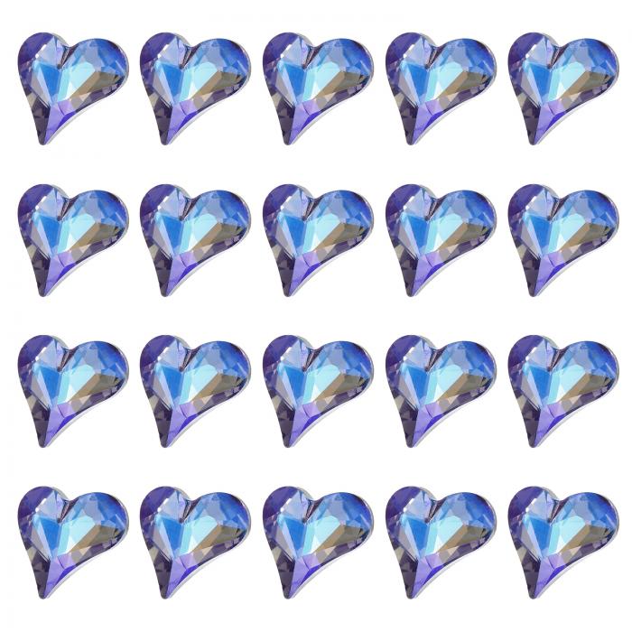 uxcell 20個3Dハートディープブルーネイルラインストーン12x13 mm K9ガラス水晶ラインストーンポイン トバック クルックドハートジェムズネイル装...