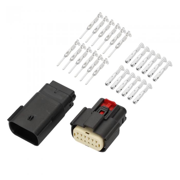 INFINAUTO 12ピンヘッドライト防水コネクタプラグ 1mmシリーズオスメスワイヤ端子コネクタ ビュイックに対応用 プラスチック 銅 ブラック 1セット