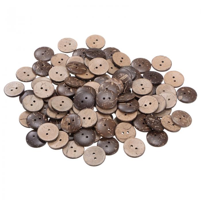 uxcell 100個 木製丸いクラフト用交換ボタン 3/4