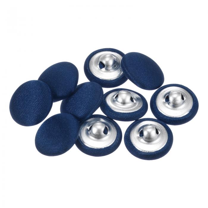 uxcell くるみボタン ミディアムブルー 10個 ベロアボタン 直径15mm 布ボタン 金属シャンク 円形ボタン スーツ ワンピース ブ ラウス 帽子用