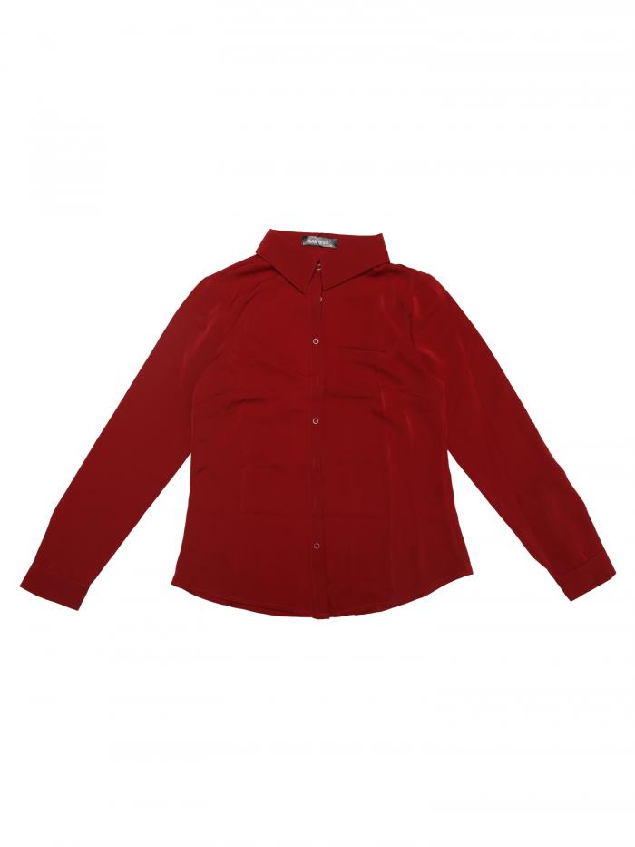 Allegra K ブラウス レディース 長袖 シフオンブラウス 折り襟 シャツ オフィス カジュアル トップス 着痩せ おしゃれ 通勤 ワインレッド L