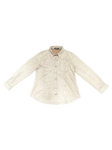 Allegra K レディース ストレッチ 長袖 ボタンアップ カジュアル シャツ ジャケット フェイクスエード シャツ ベージュ M Allegra K レディース ストレッチ 長袖 ボタンアップ カジュアル シャツ ジャケット フェイクスエード シャツ ベージュ M
