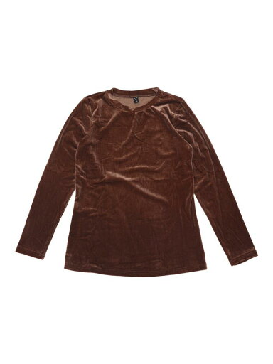 Allegra K ベルベットブラウス ラウンドネックシャツ 長袖トップス カジュアル 伸縮性 レディース ブラウン XL Allegra K ベルベットブラウス ラウンドネックシャツ 長袖トップス カジュアル 伸縮性 レディース ブラウン XL