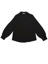 Allegra K レディース カラー ワークシャツ ボタンダウン ランタン 長袖 Vネック カジュアル ブラウス トップス ブラック XL