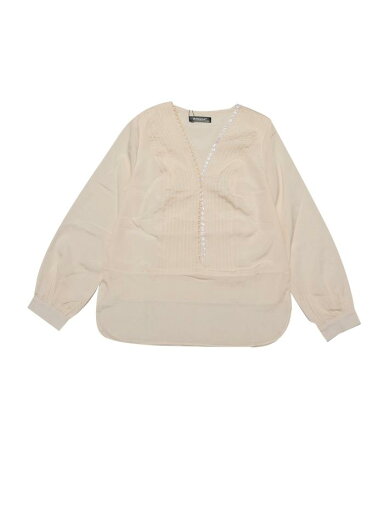 Allegra K レディース Vネック プリーツ ボタンフロント 長袖 カジュアル ワーク ブラウス シャツ トップス アプリコット XL Allegra K レディース Vネック プリーツ ボタンフロント 長袖 カジュアル ワーク ブラウス シャツ トップス アプリコット XL