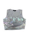Allegra K クロップトップ メタリック 光沢 タンクトップ Uネック ノースリーブ パーティー 衣装 クラブ レディース ホログラフィックホワイト XS