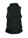 Allegra K モックネック ルーシュトップ レディース ノースリーブ メッシュ 夏用 クロップド カジュアル タンクトップ ブラック XL