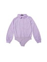 Allegra K レディース ピーターペンカラー ボタンアップ 長袖 ビジネス ワークシャツ ブラウス ライトパープル S