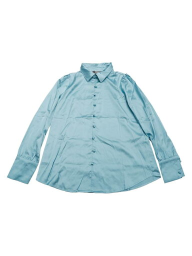 Allegra K サテン シャツ ブラウス レディース 長袖 折り襟 パフスリーブ オフィス カジュアル トップス 着痩せ おしゃれ 通勤 OL 湖 S Allegra K サテン シャツ ブラウス レディース 長袖 折り襟 パフスリーブ オフィス カジュアル トップス 着痩せ おしゃれ 通勤 OL 湖 S