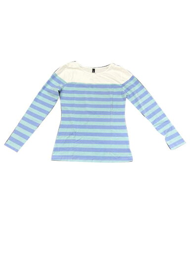 Allegra K ボーダー tシャツ カットソートップス 長袖 ストライブ 横縞 丸首 カジュアル レディース ダークライトブルー M Allegra K ボーダー tシャツ カットソートップス 長袖 ストライブ 横縞 丸首 カジュアル レディース ダークライトブルー M