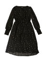 Allegra K レディース パフスリープ 長袖 伸縮性ウエスト シャイニング スター ボートネック メッシュ カジュアル ドレス ブラック XS(4)