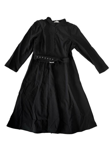 Hobemty レディース ヴィンテージ Aライン ドレス モックネック 長袖 ベルト付き ワーク フレアドレス ブラック 2XL Hobemty レディース ヴィンテージ Aライン ドレス モックネック 長袖 ベルト付き ワーク フレアドレス ブラック 2XL