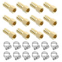 uxcell 12個の真鍮ホースバーブフィッティング 1/2"バーブx1/4" N PT女性真鍮バーブパイプフィッティングアダプター ホースクランプ付きの水燃料空気 機械装置 配管機器用