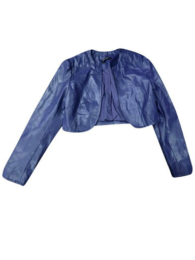 Allegra K カーディガン クロップド バイクジャケット ボレロ 肩をすくめる 開襟 長袖 レザー PU レディース ダークブルー M Allegra K カーディガン クロップド バイクジャケット ボレロ 肩をすくめる 開襟 長袖 レザー PU レディース ダークブルー M