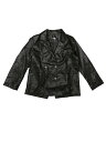 Allegra K レディース フェイクレザー ブレザー ジャケット ポケット ノッチラペル ワーク カジュアル 秋冬コート ブラック S(4)