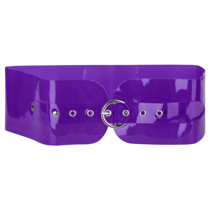 Elerevyo Women Clear Waist Belts, Wide Transparent Round Buckle PVC Waistband Belt for Dress Purple 70-75cm/27.56-29.53