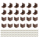 uxcell 24個 90度プラスチックコーナーブレース 27x28x27mm ナイロン棚直角ブ ラケット ネジ付き キャビネット 食器棚用 (ダーク茶色)