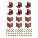 uxcell 12個 90度プラスチックコーナーブレース 27x28x27mm ナイロン棚直角ブ ラケット キャビネット 食器棚用ネジ付き (レッド茶色)