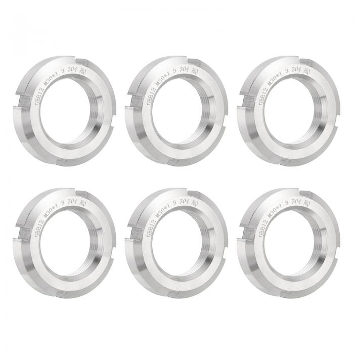 uxcell M30 x 1.5mm - 6個入り 4つのスロット付き丸ナット - 304ステンレス鋼製丸ロックナット 様々な..
