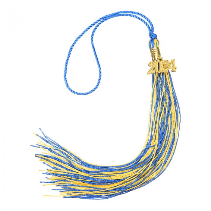 uxcell 2024年卒業タッセル 2024年 金 装飾付き ダブルカラー卒業帽タッセル DIY用 卒業パーティー 式典 記念品 卒業帽 装飾 青と黄色