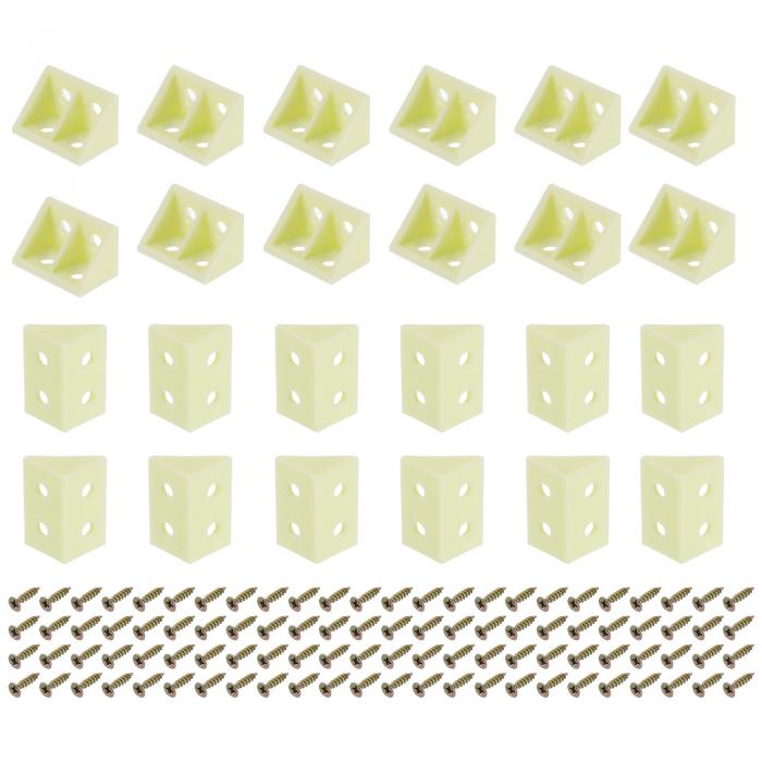 uxcell 30個 90度プラスチックコーナーブレース 19x32x19mm ナイロン棚直角ブ ラケット ネジ付き キャビネット 食器棚用 (イエロー)