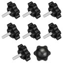 uxcell クランプ スクリュー ノブ 8個 M4 x 12mm 六角形 スター ノブ プラスチック グリッ プ 手締め スクリュー ハンドル 傘ベース 機械...