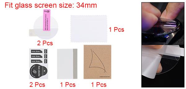 uxcell 2枚のウォッチガラス画面保護フィルム 34mm HD 高精細 アンチスクラッチ 防水 超薄型 TPU ユニバーサル スマートウォッチ画面保護フィルム クロスステッカースクレイピングカード付き