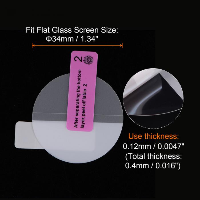 uxcell 2枚のウォッチガラス画面保護フィルム 34mm HD 高精細 アンチスクラッチ 防水 超薄型 TPU ユニバーサル スマートウォッチ画面保護フィルム クロスステッカースクレイピングカード付き