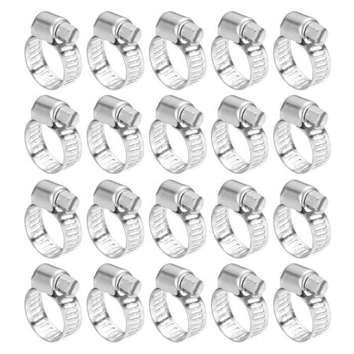 uxcell 燃料ライン配管自動車機械用 25個入り 2/5インチから5/8インチまで調整可能なステンレス鋼ワームギアホースクランプ
