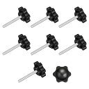 uxcell クランプねじノブ 8個 M4 x 30mm 六角形スターノブ プラスチックグリッ プ 手締めねじハンドル 傘ベース 機械家具用 直径25mm