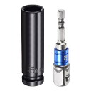 uxcell 1/2" ドライブ 15mm 6点 ディープインパクトソケット 3"長さ 1/2"~1/4" 六角シャンクアダプター付き 電気メッキ CR-Vスチールソケットアダプターアクセサリーセットキット 六角ボルトナット用