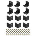 uxcell 90度プラスチックコーナーブレース12個 27x28x27mmナイロンシェルフ直角ブ ラケット キャビネット 食器棚用ネジ付き(黒)
