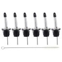 uxcell 6個のステンレス製ボトル注ぎ口 ゴム製ダストキャップ付きワインボトルストッパー オイル ビール ドリンク 酢 水ボトル用 黒