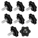 uxcell クランプ スクリュー ノブ 8個 M6 x 16mm 六角形 スター ノブ プラスチック グリッ プ 手締め スクリュー ハンドル 傘ベース 機械...