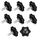 uxcell クランプねじノブ 8個 M6 x 16mm 六角形スターノブ プラスチックグリッ プ 手締めねじハンドル 傘ベース 機械家具用 直径32mm
