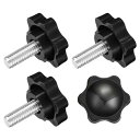uxcell クランプ スクリュー ノブ 4個 1/4-20 x 0.63インチ 六角形 スター ノブ プラスチック グリッ プ 手締め スクリュー ハンドル ...