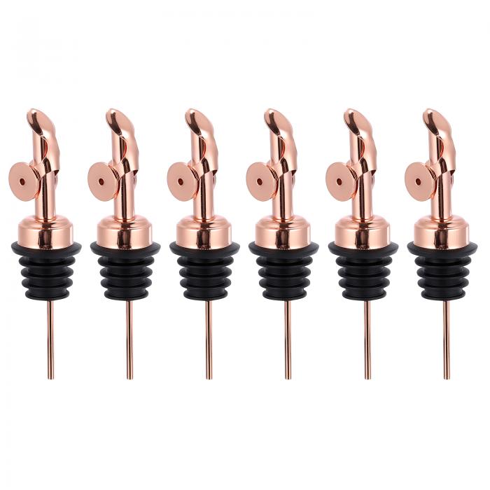 uxcell 6個のステンレス製ボトル注ぎ口 重量付きオートフリップオリーブオイルディスペンサーワインボ..