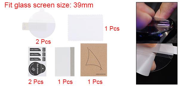 uxcell 2枚のウォッチガラス画面保護フィルム39mm HD高精細アンチスクラッチ防水超薄型TPUユニバーサルスマートウォッチ画面保護フィルムクロスステッカースクレイピングカード付き