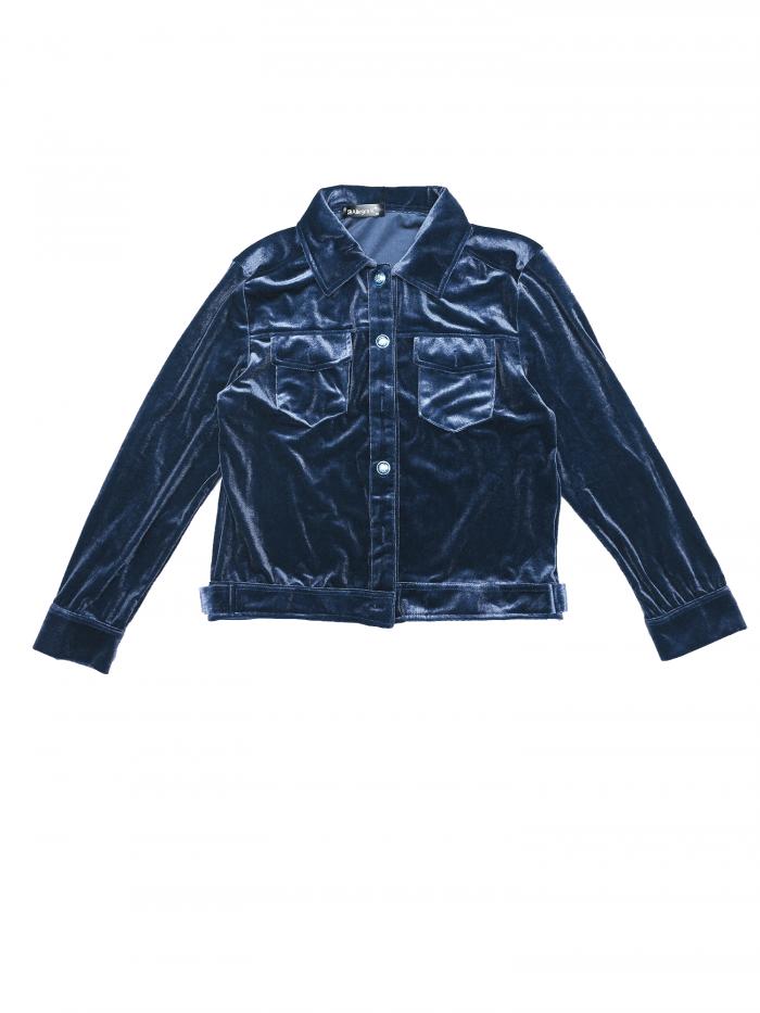 Allegra K レディース コーデュロイ ジャケット ボタンアップ 長袖 クロップジャケット ネイビー M