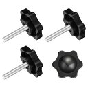 uxcell クランプねじノブ 4個 M5 x 25mm 六角形スターノブ プラスチックグリッ プ 手締めねじハンドル 傘ベース 機械家具用 直径25mm