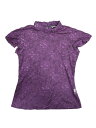 Allegra K ブラウス シースルー 総レース 立て襟 半袖 シャツ オフィス トップス 着痩せ エレガント ゴージャス レディース パープル M
