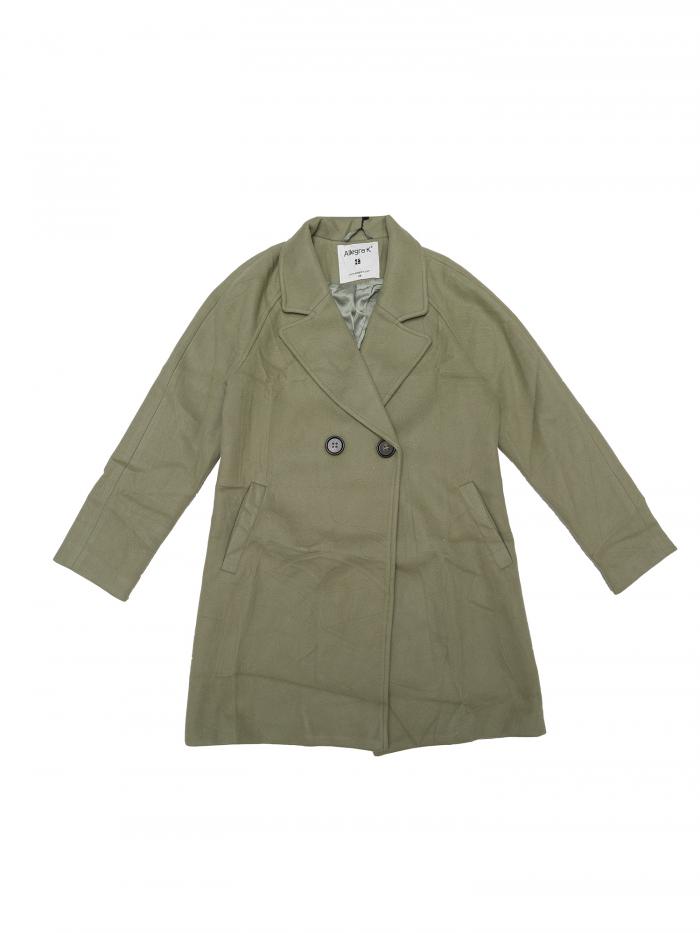 Allegra K チェスターコート レディース ジャケット 秋冬 ラシャコート アウター コート ラグランスリーブ 防寒 ピーグリーン XS