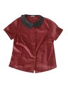 Allegra K ブラウス レディース 半袖 シフオンブラウス 折り襟 無地 シャツ オフィス カジュアル トップス 着痩せ おしゃれ 通勤 OL ワインレッ...