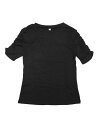 Allegra K レディース 半袖トップス ボートネック ストレッチ ベーシック 夏 カジュアルブラウス カットソー Tシャツ ブラック L(4)