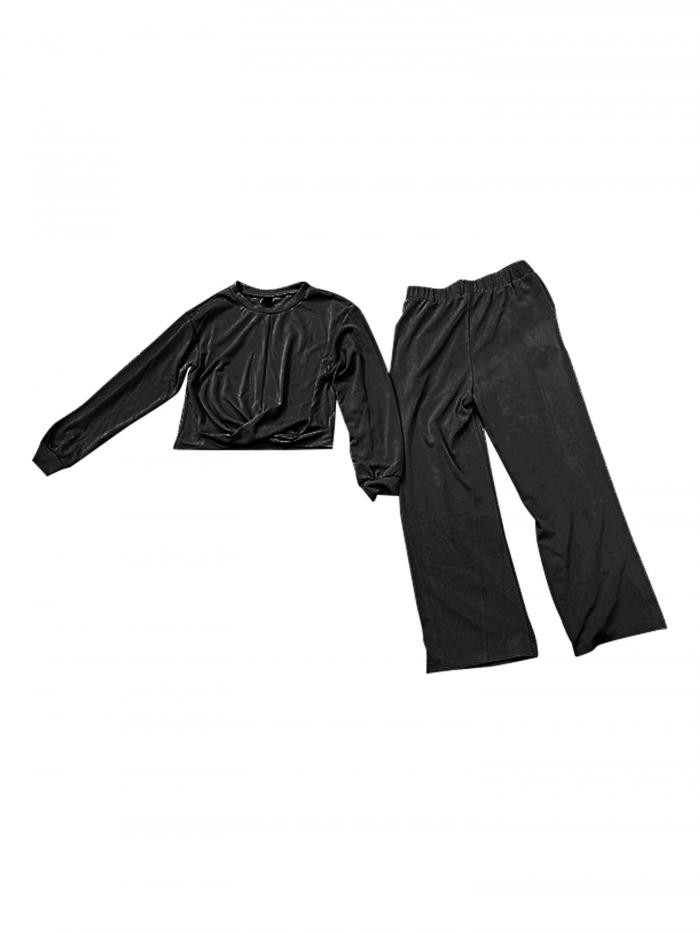 Seta T レディース ツーピース アウトフィット スウェットスーツセット ワイドレッグスウェットパンツ ..