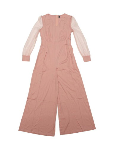 Allegra K ジャンプスーツ ワイドレッグ ロンパース エレガント V ネック メッシュ長袖 ルーズ パーティー レディース ピンク M Allegra K ジャンプスーツ ワイドレッグ ロンパース エレガント V ネック メッシュ長袖 ルーズ パーティー レディース ピンク M