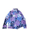 Allegra K 花柄シャツ ブラウス 長袖 おしゃれ ボタンダウン 通勤 オフィス カジュアル レディース パープル XS