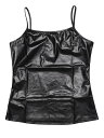 Allegra K キャミソール タンクトップ 光沢 ベスト ノースリーブ ダンス 衣装 パーティー メタリック シャツ レディース ブラック XL(4)